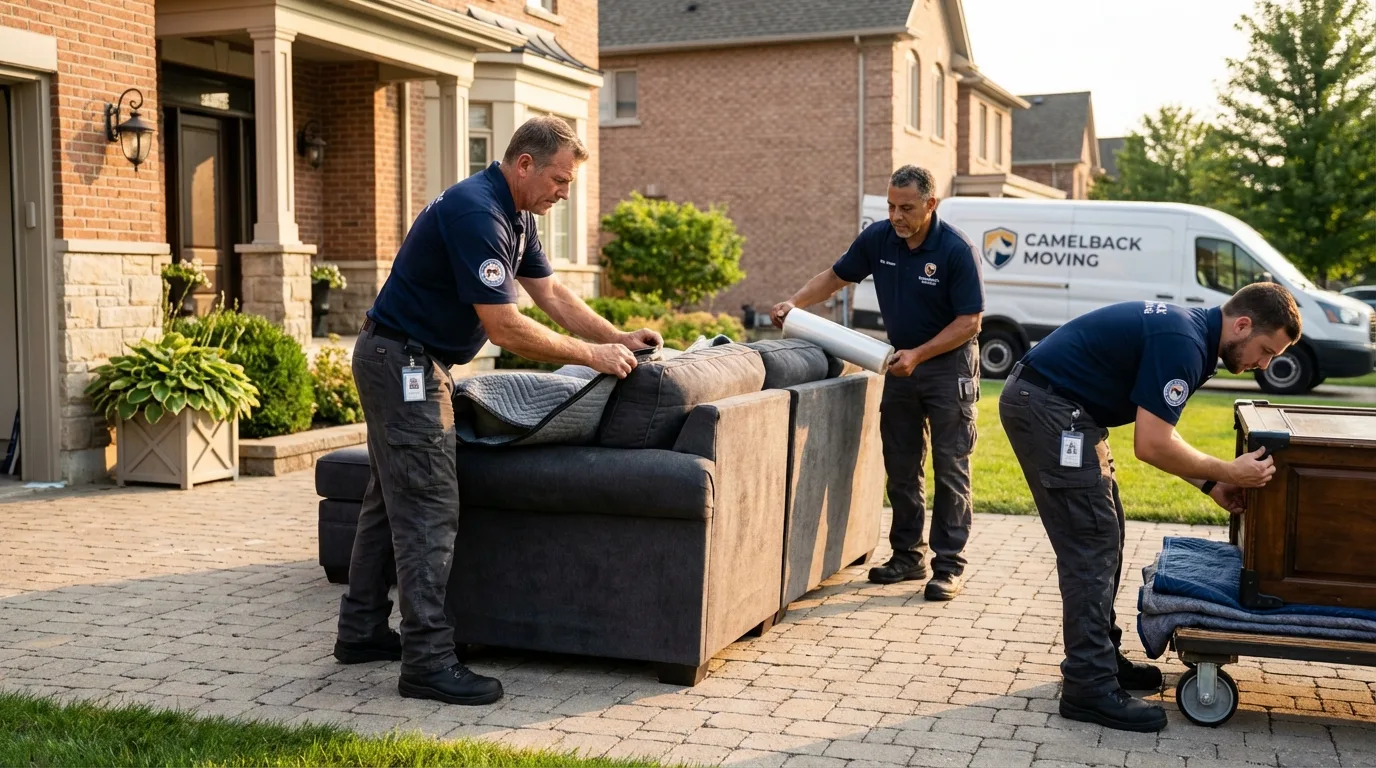 Large estate moving crew wrapping furniture in Scott Air Force Base, IL
